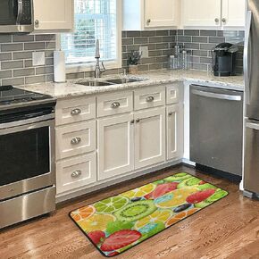 Vegetable Fruit Red Yellow Kitchen Mat for Floor Green Healthy Bath Rugs for Bathroom Non Slip Absorbent Washable Sink Stove Standing Desk Mat Runner Rug for Home Office Laundry 39X20 in