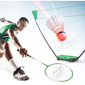 Badminton Net Outdoor Game Set, Rackets Shuttlecocks Combo for Kids & Family Portable, No Tools Required - Backyard Training, Beach, Park, Picnic Games