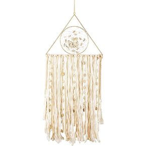 Evil Eye Wall Decor for Bedroom, Modern Macrame Wall Hanging with Tassels, Large Bohemian Wall Art or Boho Wall Decor for Living Room, Bedroom, Apartment, Dorm, Nursery, Yellow, 35-inch by 12-inch