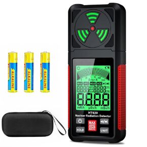 Geiger Counter Nuclear Radiation Detector - Portable Radiation Dosimeter Tester Beta Gamma X-ray Radioactivity Detector for Nuclear Wastewater Seafood with Backlit LCD Display, Audible & Visual Alarm
