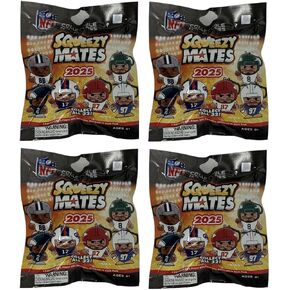 Party Animal Squeezymates 2025 Series 7 NFL Figures Blind Bags Gift Set Party Bundle - 4 Pack
