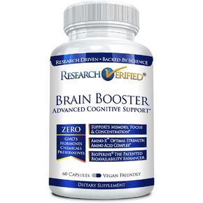 Brain Booster - Nootropic Supplement to Enhance Cognitive Function - 180 Vegan Friendly Capsules - 3 Bottles