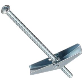 Steel Toggle Bolt, Zinc Plated Finish, Round Head, Slotted Drive, 4" Length, #10-24 Threads, Made in US (Pack of 50)