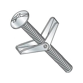 1/4" x 4" Toggle Bolts/Mushroom Head/Combo Drive/Steel/Zinc/Anchor Size: 1/4" / Screw Size: 1/4-20 x 4" / Drill Bit/Hole Size: 5/8" (Carton: 50 pcs)