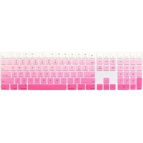 Ultra Thin Silicone A1843 Keyboard Cover Skin for iMac Full Size Wireless Numeric 2017-2019 Magic Keyboard with Numeric Keypad MQ052LL/A A1843 US Layout (Gradient Pink)