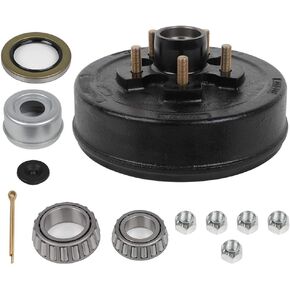 ECCPP Boat Trailer Brake Drum Hub Kit 10 x 2 1/4 5 Bolt 1 1/16 x 1 3/8 44649 x 68149 Black Tapered Spindle 3500lb