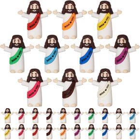 50 Pcs Mini Jesus Figures Jesus Loves You Jesus Doll Little Jesus Figurine to Hide and Seek Classic Religious Gifts Christ Savior Jesus for Sunday Easter Egg Stuffers Gift (50, Multicolor)