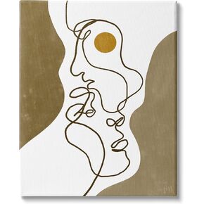 Stupell Industries Tender Faces Line Drawing Abstract Orange Brown Shapes, Designed by Birch&Ink Canvas Wall Art, 24 x 30, Green