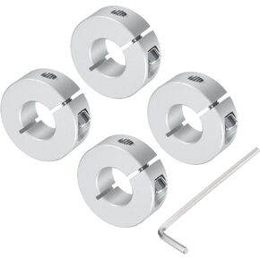 uxcell Single Split Shaft Collar Set for 16mm Shaft, One-Piece 4pcs Clamping Collars 35mm OD, 12mm Thickness, Aluminum Alloy Clamp-On Collar with M5 Set Screws and a Wrench