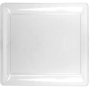 Party Essentials - N161617 Heavy Duty Plastic Square Tray, 16" Length x 16" Width, Black (Case of 6)