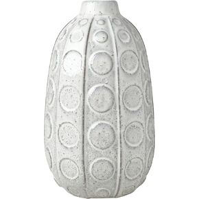 Mikasa White Embossed Dot Textured Ceramic Vase, 6.1x6.1x15.35 Inch