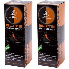PROKENNEX Six Elite Racquetball Balls Half Black Half Orange for Indoor and Outdoor, Maximum Visibility