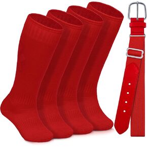 Toddler Baseball Socks and Belt Combo Set Cotton Youth Baseball Softball Socks Adjustable Belt for Boys Girls