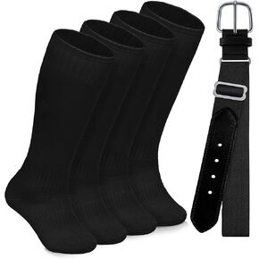 Toddler Baseball Socks and Belt Combo Set Cotton Youth Baseball Softball Socks Adjustable Belt for Boys Girls