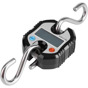 Mini Digital Crane Scale, Small Hand Held S-Shaped Barb Crane Scale, 150Kg/50Kg Double with LCD Display Electronic Portable Crane Scale, for Farm Hunting Fishing(Black)