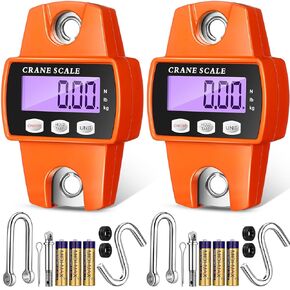 2 Pack 660lb Digital Hanging Scale with Cast Aluminum Case, 300kg Hanging Scale Handheld Mini Crane Scale with Hooks for Farm Hunting Meat Fishing Outdoor