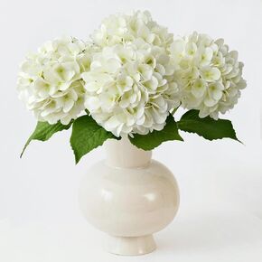 4PCS 19.6Inch Violet Blue Faux Hydrangea Artificial Flowers Silk Latex Realistic Full Large Hydrangeas Spring Long Stem Leaves Bouquet Plants for Tall Vase Table Garden Arrangements