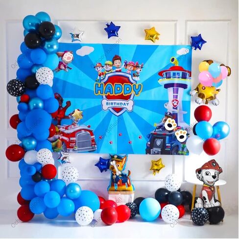 Dog Birthday Party Decorations, Puppy Theme Party Supplies Set for Girl’s/Boy’s with Balloons Garland kit, Puppy Backdrop, Dog Foil Balloons (Blue Stripe) in Saudi Arabia