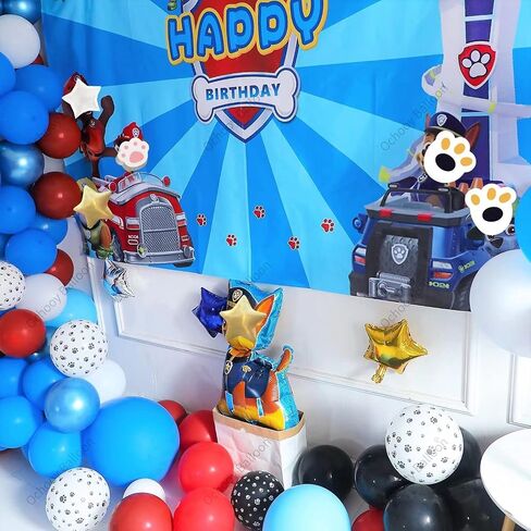 Dog Birthday Party Decorations, Puppy Theme Party Supplies Set for Girl’s/Boy’s with Balloons Garland kit, Puppy Backdrop, Dog Foil Balloons (Blue Stripe) in Saudi Arabia