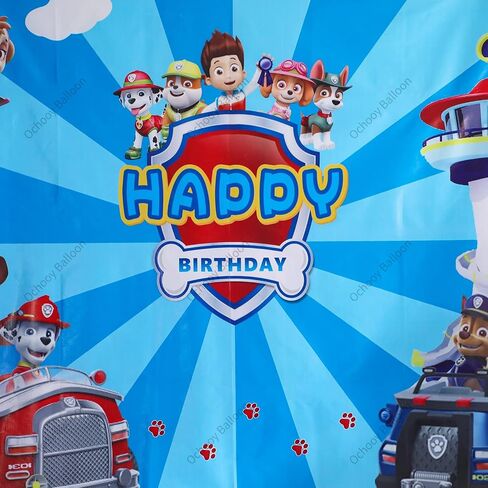 Dog Birthday Party Decorations, Puppy Theme Party Supplies Set for Girl’s/Boy’s with Balloons Garland kit, Puppy Backdrop, Dog Foil Balloons (Blue Stripe) in Saudi Arabia