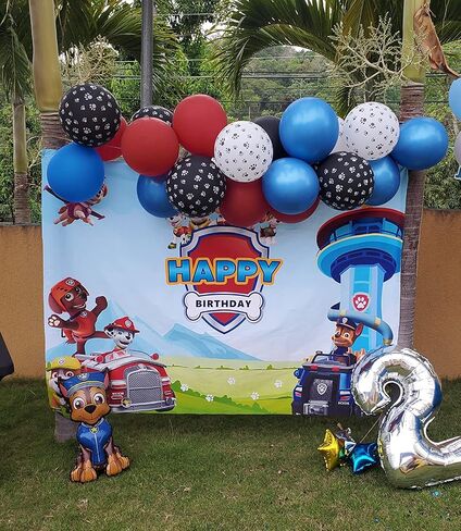 Dog Birthday Party Decorations, Puppy Theme Party Supplies Set for Girl’s/Boy’s with Balloons Garland kit, Puppy Backdrop, Dog Foil Balloons (Blue Stripe) in Saudi Arabia