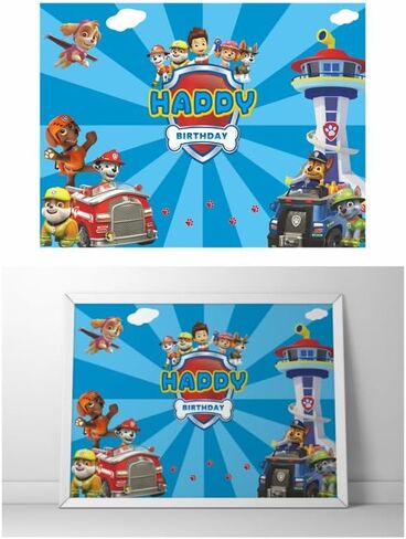 Dog Birthday Party Decorations, Puppy Theme Party Supplies Set for Girl’s/Boy’s with Balloons Garland kit, Puppy Backdrop, Dog Foil Balloons (Blue Stripe) in Saudi Arabia