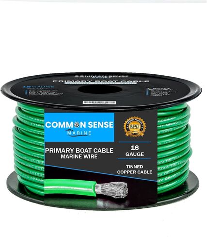 كابل القارب الأساسي مقاس 16 - سلك من الدرجة البحرية بطول 20 قدمًا من النحاس الخالي من الأكسجين - سلك PVC قياسي 16 AWG UL 1426 للقوارب والسيارات ومكبرات الصوت والعربة والمقطورات in Kuwait