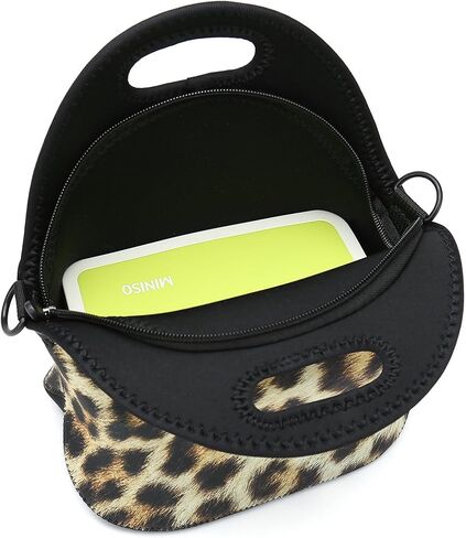 Insulated Neoprene Lunch Bag Removable Shoulder Strap Reusable Thermal Thick Lunch Tote Bags For Women,Teens,Girls,Kids,Baby,Adults-Lunch Boxes For Outdoors,Work,Office,School (Cat Take Pizza) in Saudi Arabia