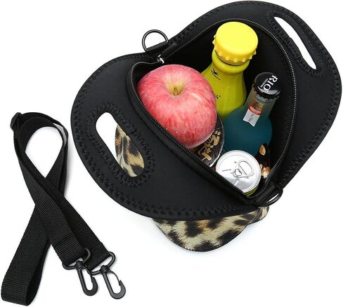 Insulated Neoprene Lunch Bag Removable Shoulder Strap Reusable Thermal Thick Lunch Tote Bags For Women,Teens,Girls,Kids,Baby,Adults-Lunch Boxes For Outdoors,Work,Office,School (Cat Take Pizza) in Saudi Arabia