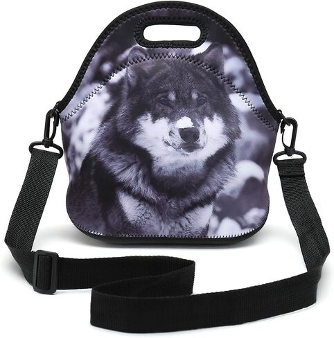 Insulated Neoprene Lunch Bag Removable Shoulder Strap Reusable Thermal Thick Lunch Tote Bags For Women,Teens,Girls,Kids,Baby,Adults-Lunch Boxes For Outdoors,Work,Office,School (Cat Take Pizza) in Saudi Arabia