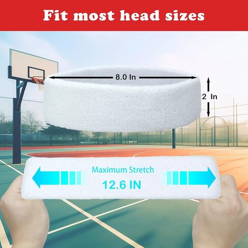 Sweatbands Sports Headbands for Men & Women - 3 Pack Moisture Wicking Terry Cloth Headband for Tennis, Basketball, Running, Gym - Sweat Band, Cotton in Saudi Arabia