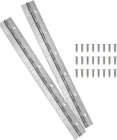 2Pack 12-Inch Silvery Continuous & Piano Hinges,Stainless Steel Piano Hinge with Holes, Ideal for Folding Cabinet Doors, Silvery Stainless Furniture Hinges Includes 24pcs Screws in Kuwait