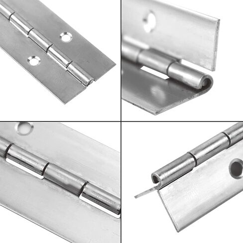 2Pack 12-Inch Silvery Continuous & Piano Hinges,Stainless Steel Piano Hinge with Holes, Ideal for Folding Cabinet Doors, Silvery Stainless Furniture Hinges Includes 24pcs Screws in Kuwait