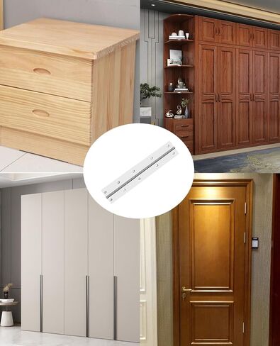 2Pack 12-Inch Silvery Continuous & Piano Hinges,Stainless Steel Piano Hinge with Holes, Ideal for Folding Cabinet Doors, Silvery Stainless Furniture Hinges Includes 24pcs Screws in Kuwait