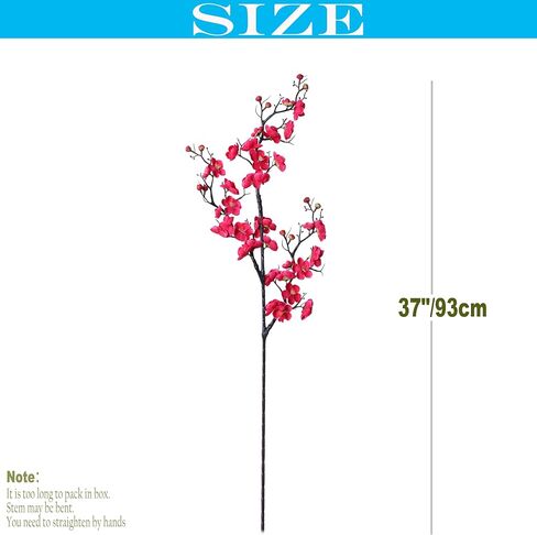 cn-Knight 3pcs Artificial Cherry Blossom Branches,37 Inch Long Stem Silk Plum Blossom with Buds,Realistic Japanese Apricot for Home Décor Centerpiece Wedding Bouquet,White in Kuwait