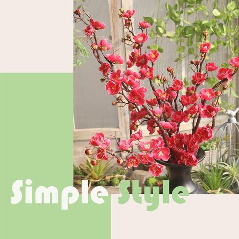 cn-Knight 3pcs Artificial Cherry Blossom Branches,37 Inch Long Stem Silk Plum Blossom with Buds,Realistic Japanese Apricot for Home Décor Centerpiece Wedding Bouquet,White in Kuwait