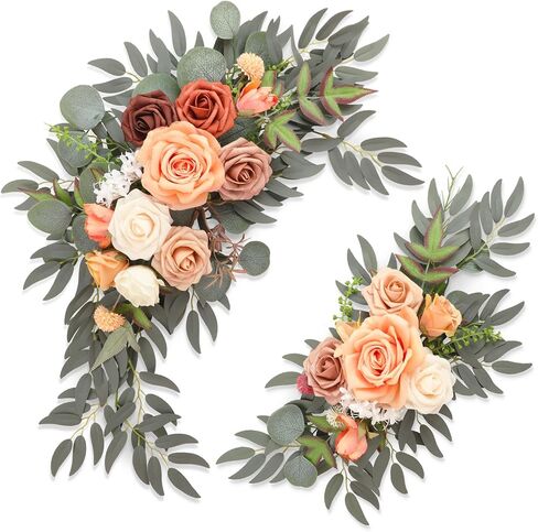 Wedding Arch Flowers (Pack of 2), Artificial Dusty Blue Flowers Faux Flower Swag Welcome Sign Floral Arrangements for Wedding Ceremony Reception Party Home Decor in Saudi Arabia