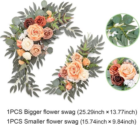 Wedding Arch Flowers (Pack of 2), Artificial Dusty Blue Flowers Faux Flower Swag Welcome Sign Floral Arrangements for Wedding Ceremony Reception Party Home Decor in Saudi Arabia