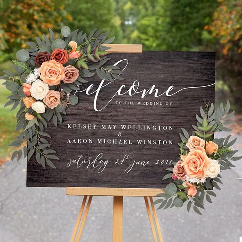 Wedding Arch Flowers (Pack of 2), Artificial Dusty Blue Flowers Faux Flower Swag Welcome Sign Floral Arrangements for Wedding Ceremony Reception Party Home Decor in Saudi Arabia