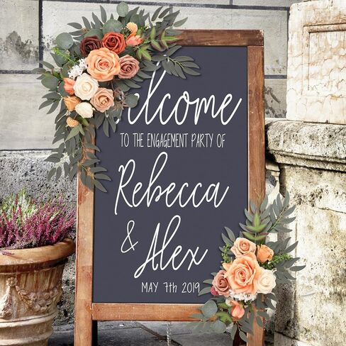 Wedding Arch Flowers (Pack of 2), Artificial Dusty Blue Flowers Faux Flower Swag Welcome Sign Floral Arrangements for Wedding Ceremony Reception Party Home Decor in Saudi Arabia