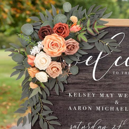 Wedding Arch Flowers (Pack of 2), Artificial Dusty Blue Flowers Faux Flower Swag Welcome Sign Floral Arrangements for Wedding Ceremony Reception Party Home Decor in Saudi Arabia