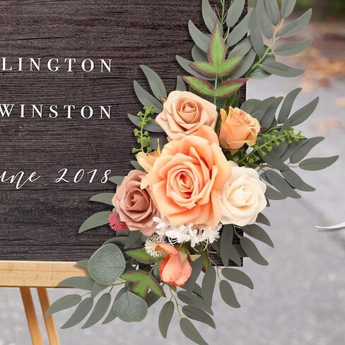 Wedding Arch Flowers (Pack of 2), Artificial Dusty Blue Flowers Faux Flower Swag Welcome Sign Floral Arrangements for Wedding Ceremony Reception Party Home Decor in Saudi Arabia