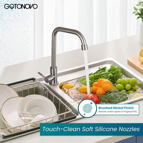gotonovo Stainless Steel Cold Water Kitchen Sink Faucet Brushed Nickel Bathroom Single Handle Bar Faucet Faucet Single Temperature Water Only Silver Rotatable in Saudi Arabia