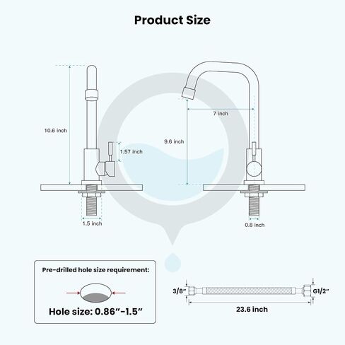 gotonovo Stainless Steel Cold Water Kitchen Sink Faucet Brushed Nickel Bathroom Single Handle Bar Faucet Faucet Single Temperature Water Only Silver Rotatable in Saudi Arabia