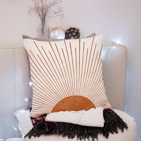 Nogrit Boho Pillows Covers Boho Sun 12x20 Pillow Cover Boho Pillows Covers for Bed,Boho Couch Pillows Cover, Boho Sun Decor for Home Bedroom,Bed Throw Pillows Cover(Brown) in Kuwait