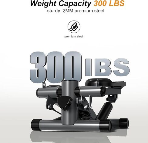 Steppers for Exercise at Home, Mini Stepper 300LBS Loading Capacity, Low-Impact Stair Step Cardio Equipment with Digital Monitor, Stepper with Resistance Bands, Grey in Saudi Arabia