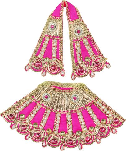 مجموعة Aditri Creation مكونة من قطعتين من فستان Laxmi Durga Devi MATA من قماش بوشاك فاسترا قطعة قماش lehanga Chunari Puja لتماثيل أيدول للمهرجانات التقليدية الهندية (الحجم: - 4") (أحمر وأخضر) in Saudi Arabia