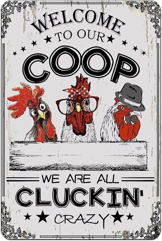 Funny Chicken Metal Sign ; Farm Fresh Nuggets Squeezed Daily ; Farm House Kitchen Accessories and Decor ; Wall Plaque for Home Kitchen Bar Coffee Shop 8x12 In in Saudi Arabia