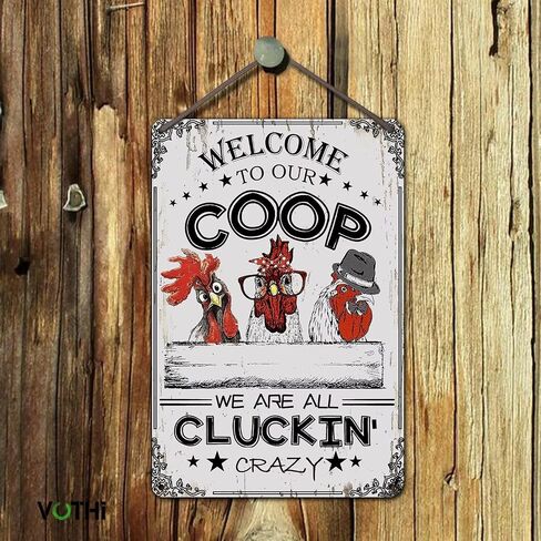 Funny Chicken Metal Sign ; Farm Fresh Nuggets Squeezed Daily ; Farm House Kitchen Accessories and Decor ; Wall Plaque for Home Kitchen Bar Coffee Shop 8x12 In in Saudi Arabia