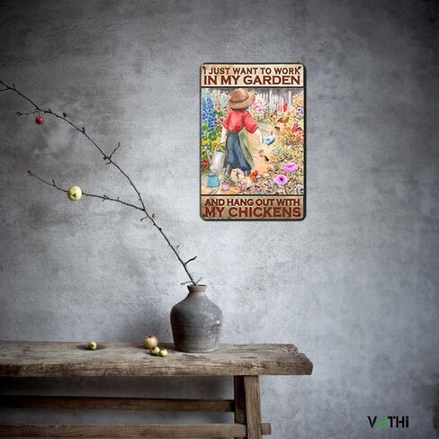 Funny Chicken Metal Sign ; Farm Fresh Nuggets Squeezed Daily ; Farm House Kitchen Accessories and Decor ; Wall Plaque for Home Kitchen Bar Coffee Shop 8x12 In in Saudi Arabia